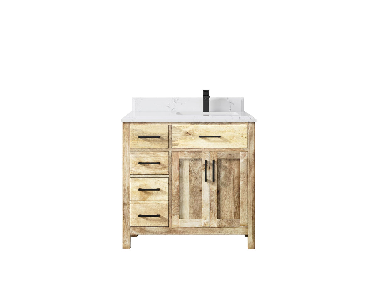 Malibu Mango Wood 36 in. W x 22 in. D Right Offset Sink Bathroom Vanity - Willow Bath and Vanity