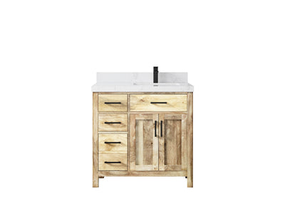Malibu Mango Wood 36 in. W x 22 in. D Right Offset Sink Bathroom Vanity - Willow Bath and Vanity