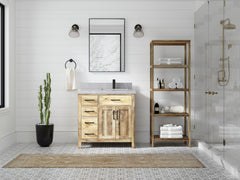 Malibu Mango Wood 36 in. W x 22 in. D Right Offset Sink Bathroom Vanity - photo 40