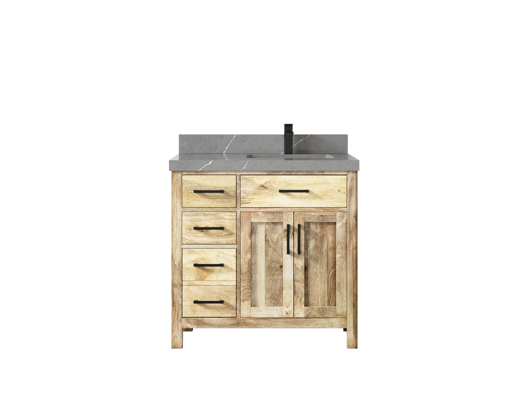 Malibu Mango Wood 36 in. W x 22 in. D Right Offset Sink Bathroom Vanity - Willow Bath and Vanity