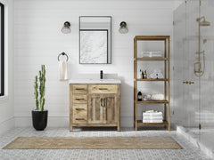 Malibu Mango Wood 36 in. W x 22 in. D Right Offset Sink Bathroom Vanity - photo 30