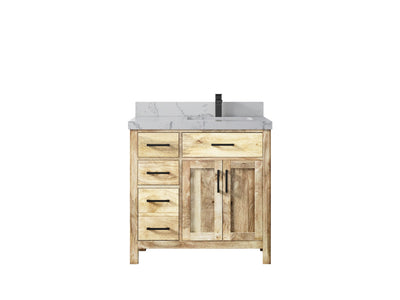 Malibu Mango Wood 36 in. W x 22 in. D Right Offset Sink Bathroom Vanity - Willow Bath and Vanity