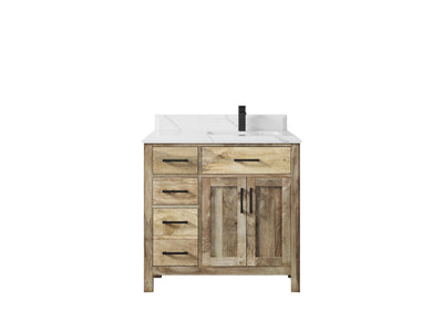 Malibu Mango Wood 36 in. W x 22 in. D Right Offset Sink Bathroom Vanity - Willow Bath and Vanity