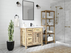 Malibu Mango Wood 36 in. W x 22 in. D Right Offset Sink Bathroom Vanity - photo 2