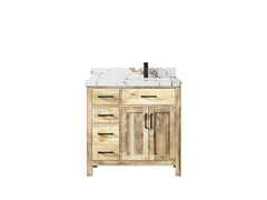 Malibu Mango Wood 36 in. W x 22 in. D Right Offset Sink Bathroom Vanity - photo 43
