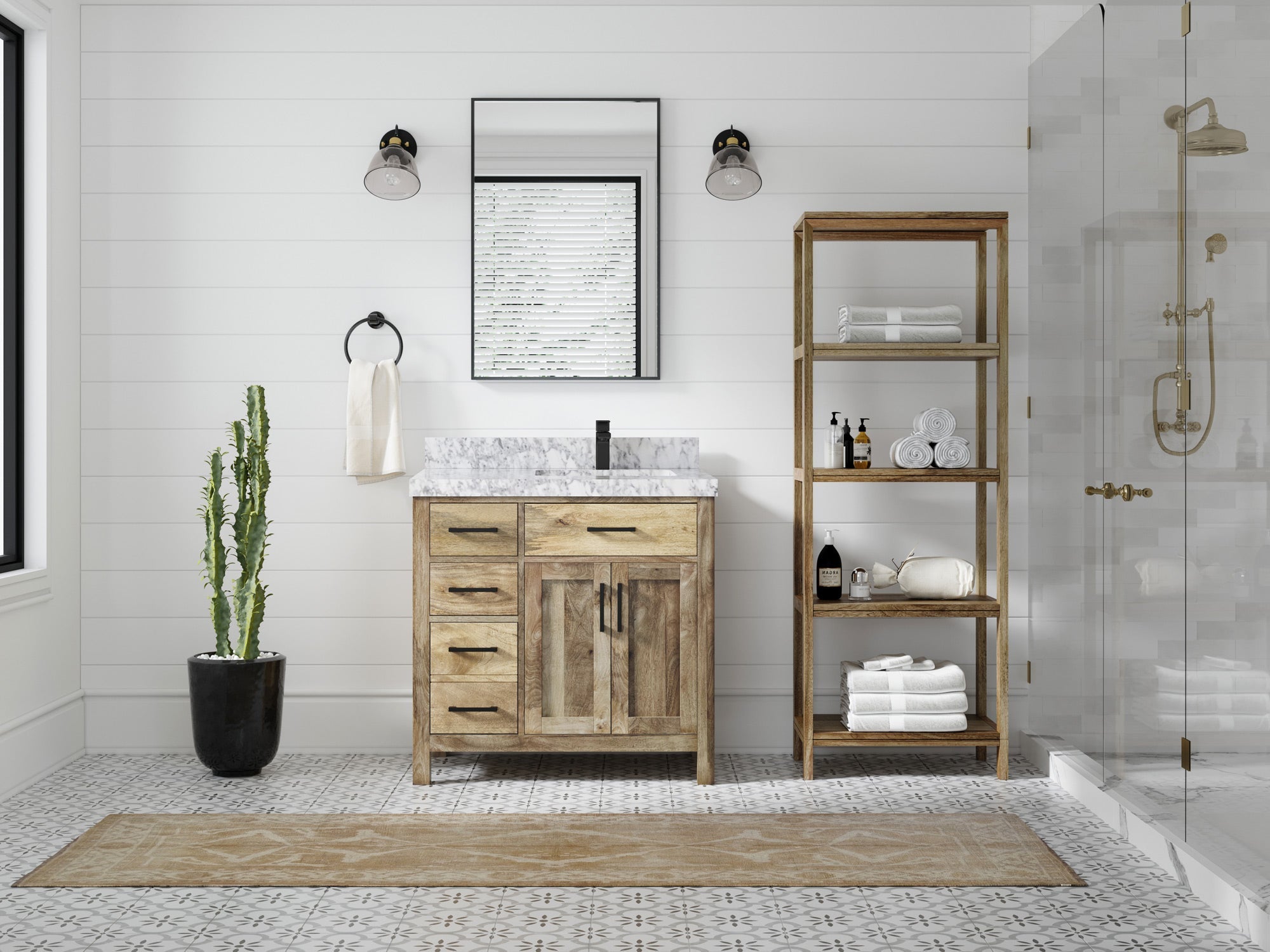 Malibu Mango Wood 36 in. W x 22 in. D Right Offset Sink Bathroom Vanity - Willow Bath and Vanity