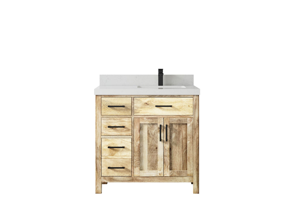 Malibu Mango Wood 36 in. W x 22 in. D Right Offset Sink Bathroom Vanity - Willow Bath and Vanity