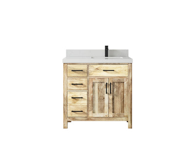 Malibu Mango Wood 36 in. W x 22 in. D Right Offset Sink Bathroom Vanity - Willow Bath and Vanity