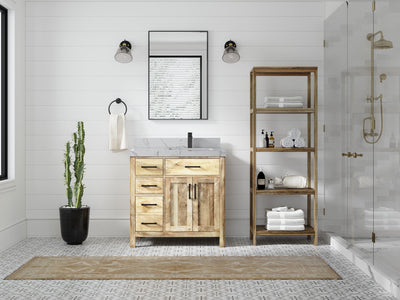 Malibu Mango Wood 36 in. W x 22 in. D Right Offset Sink Bathroom Vanity - Willow Bath and Vanity