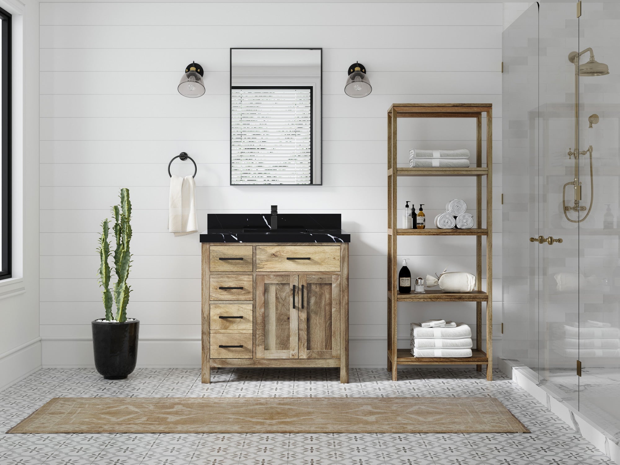 Malibu Mango Wood 36" W x 22" D Center Sink Vanity for a Luxe Bathroom Look - Willow Bath and Vanity