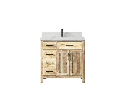 Malibu Mango Wood 36" W x 22" D Center Sink Vanity for a Luxe Bathroom Look - Willow Bath and Vanity