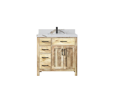 Malibu Mango Wood 36" W x 22" D Center Sink Vanity for a Luxe Bathroom Look - Willow Bath and Vanity