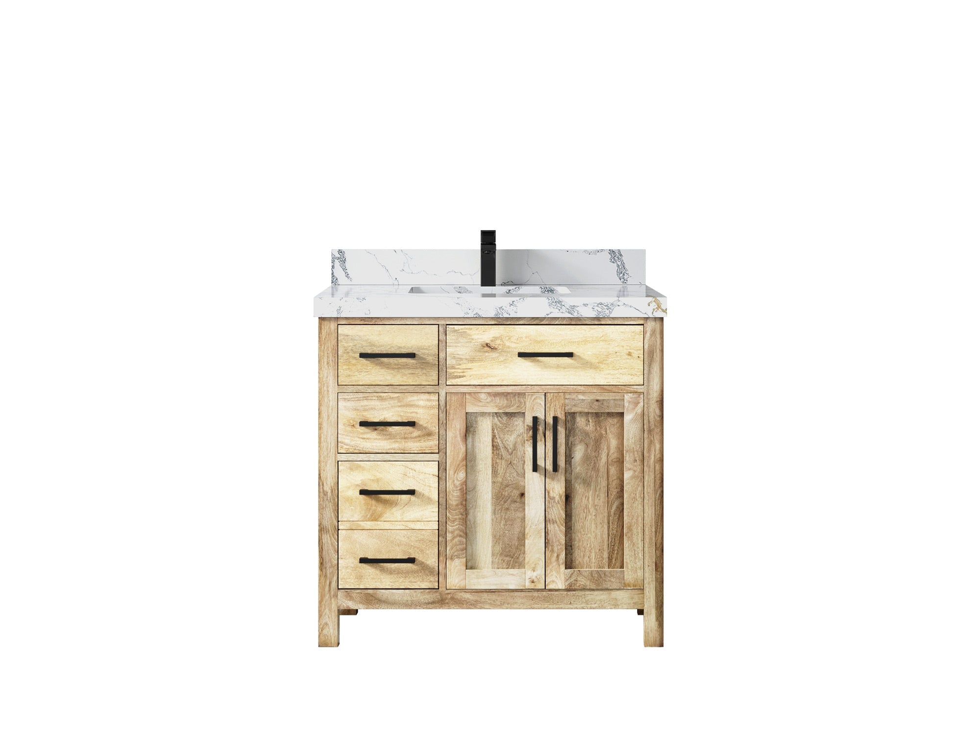 Malibu Mango Wood 36" W x 22" D Center Sink Vanity for a Luxe Bathroom Look - Willow Bath and Vanity