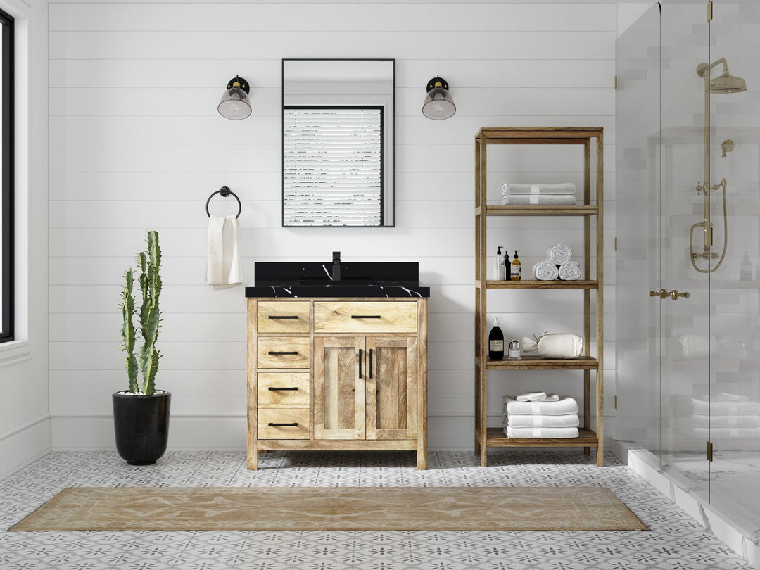 Malibu Mango Wood 36" W x 22" D Center Sink Vanity for a Luxe Bathroom Look - Willow Bath and Vanity