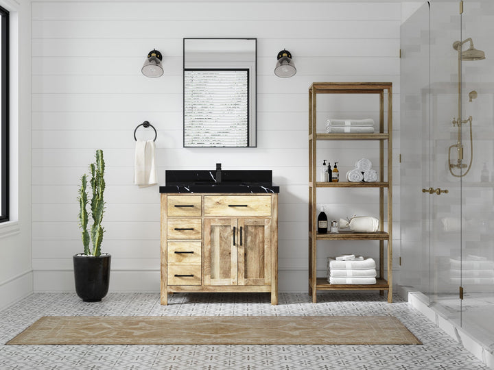 Malibu Mango Wood 36" W x 22" D Center Sink Vanity for a Luxe Bathroom Look - photo 17