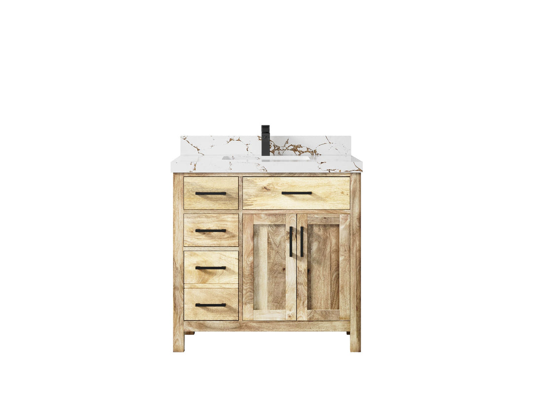 Malibu Mango Wood 36" W x 22" D Center Sink Vanity for a Luxe Bathroom Look - Willow Bath and Vanity