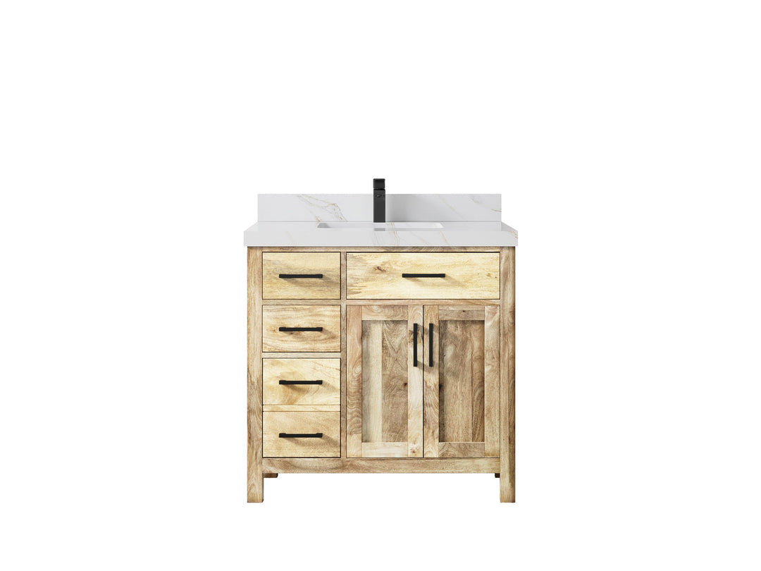 Malibu Mango Wood 36" W x 22" D Center Sink Vanity for a Luxe Bathroom Look - Willow Bath and Vanity