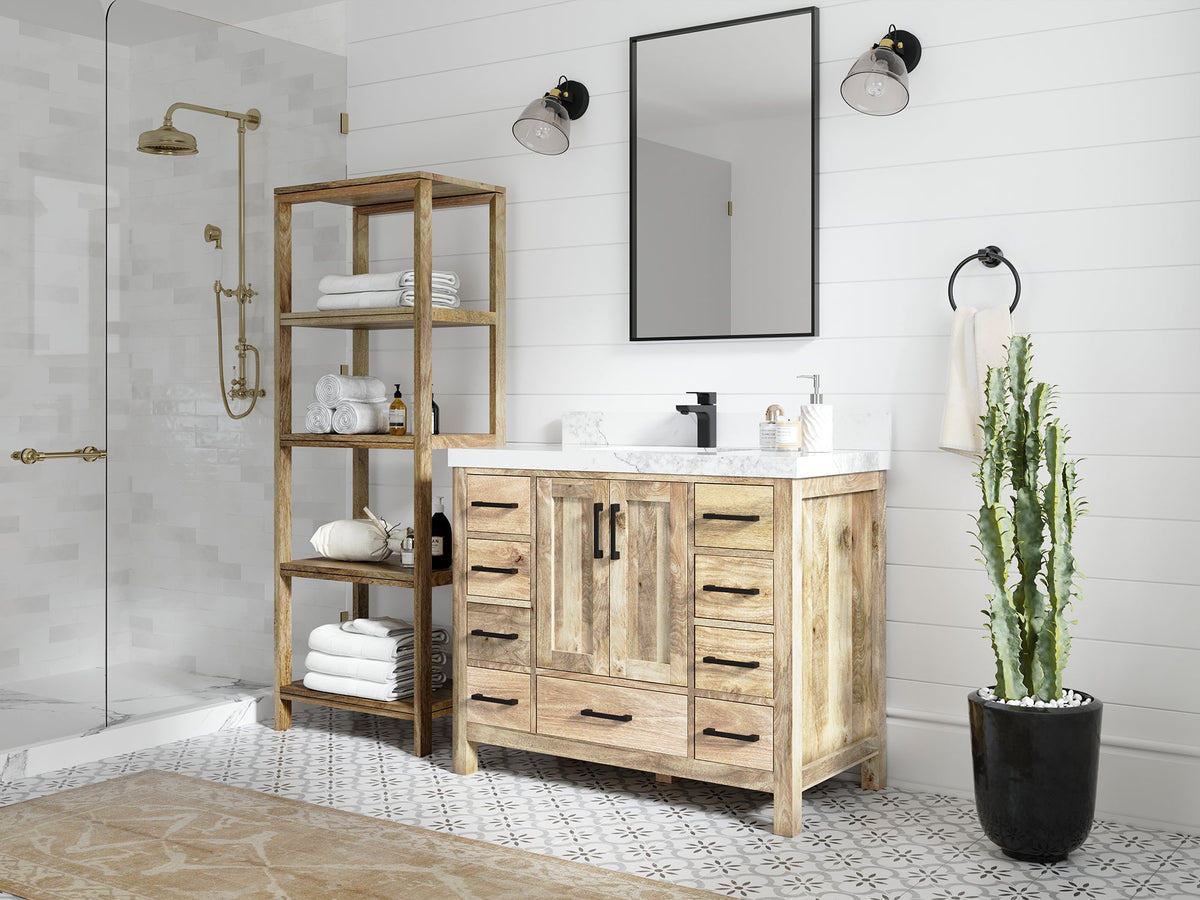 Malibu Mango Wood 42 in. W x 22 in. D Single Sink Bathroom Vanity - Willow Bath and Vanity
