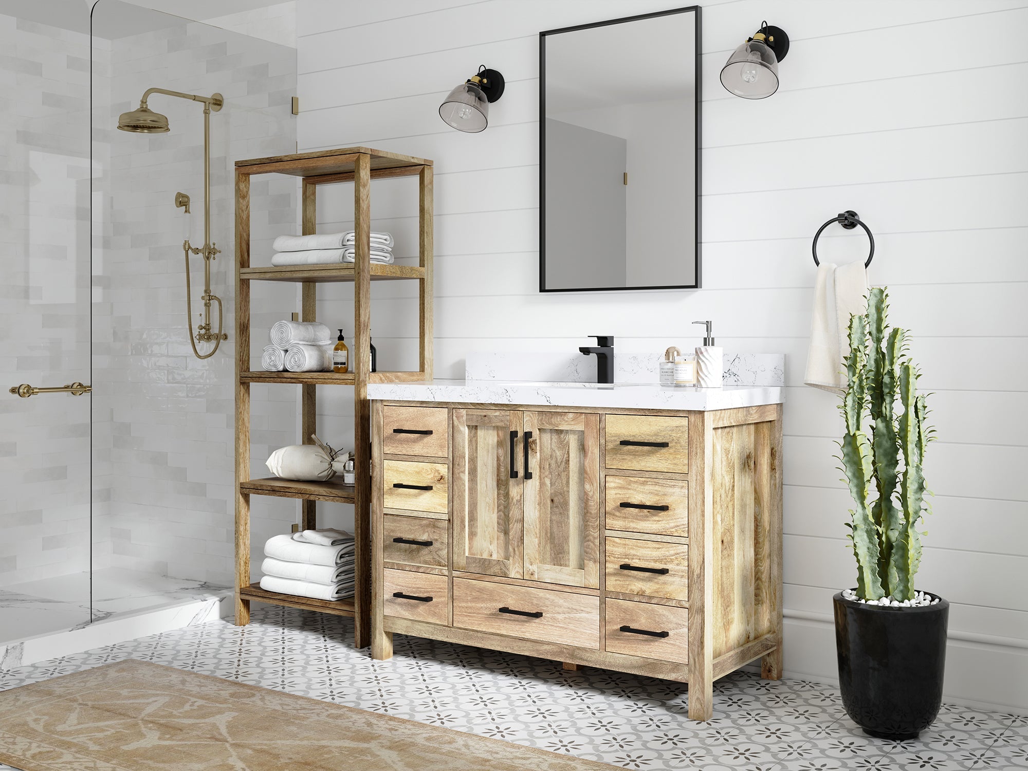 Malibu Mango Wood 48 in. W x 22 in. D Single Sink Bathroom Vanity - Willow Bath and Vanity