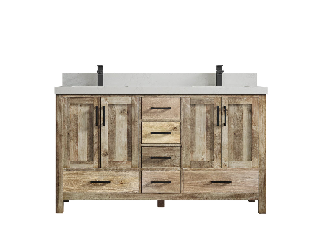 Malibu Mango Wood 60 in. W x 22 in. D Double Sink Bathroom Vanity - Willow Bath and Vanity