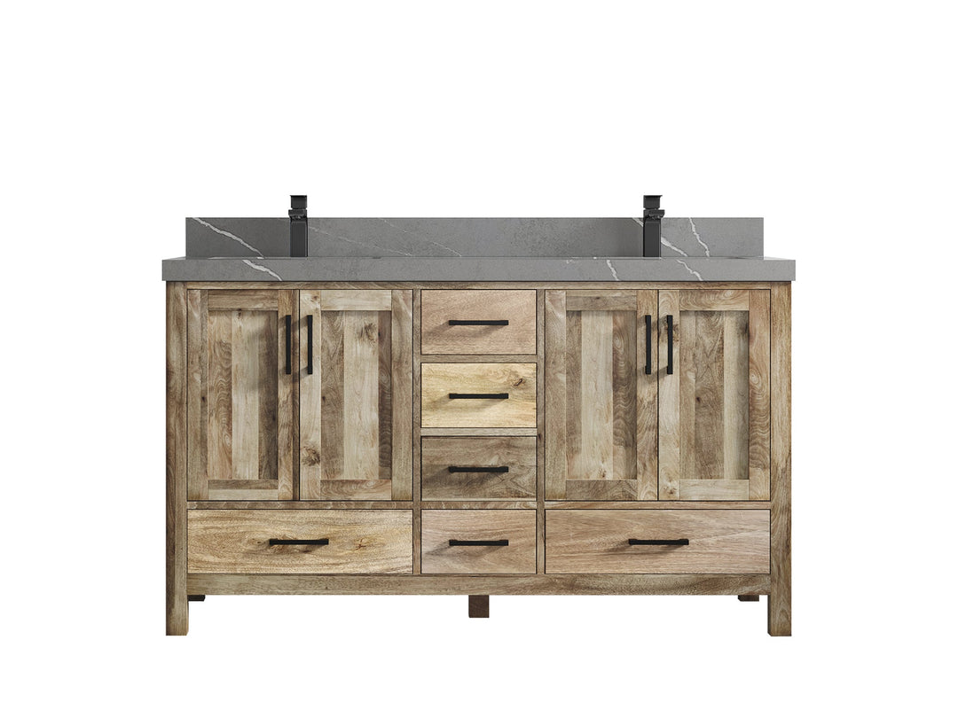 Malibu Mango Wood 60 in. W x 22 in. D Double Sink Bathroom Vanity - Willow Bath and Vanity