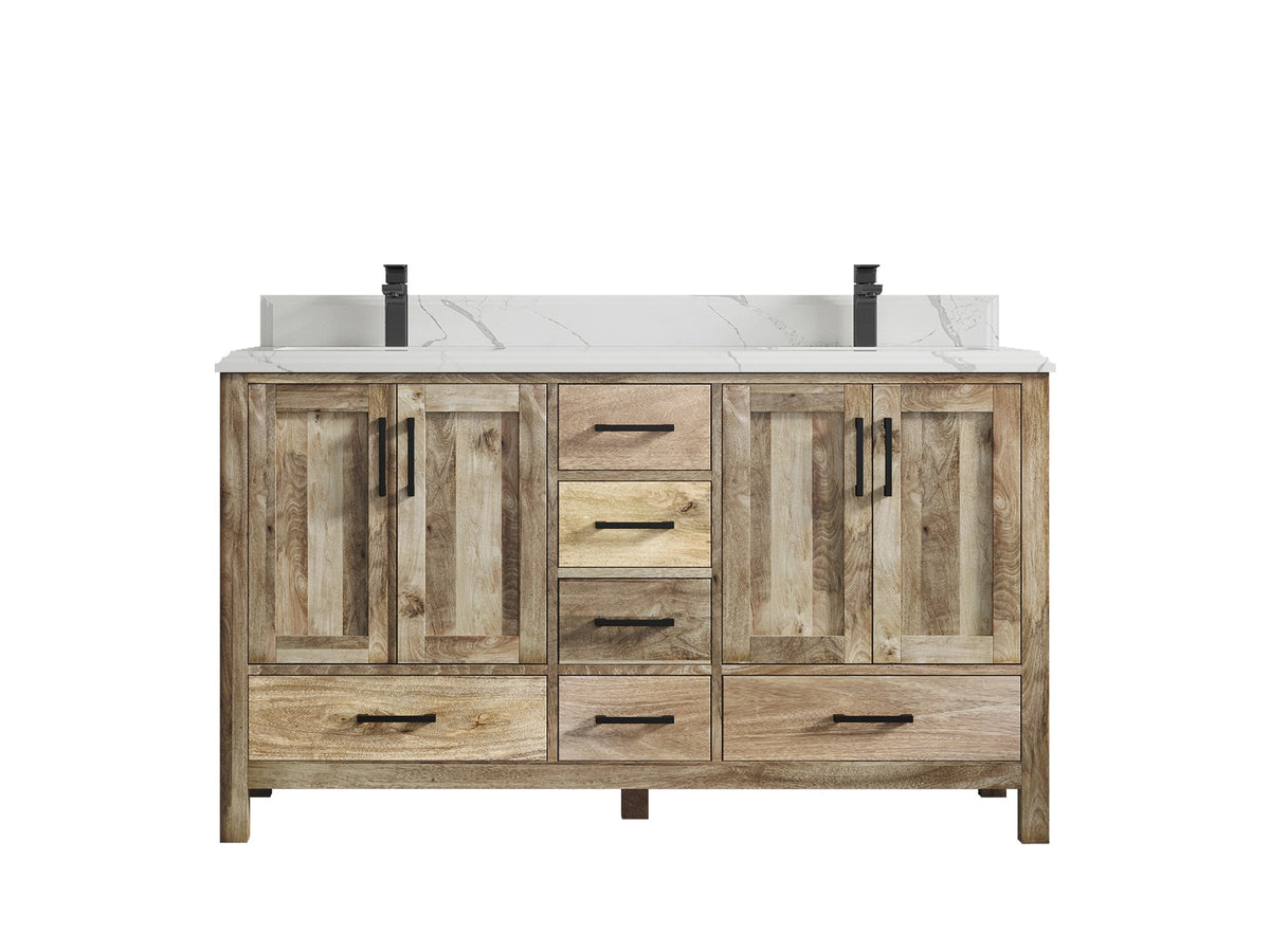 Malibu Mango Wood 60 in. W x 22 in. D Double Sink Bathroom Vanity - Willow Bath and Vanity