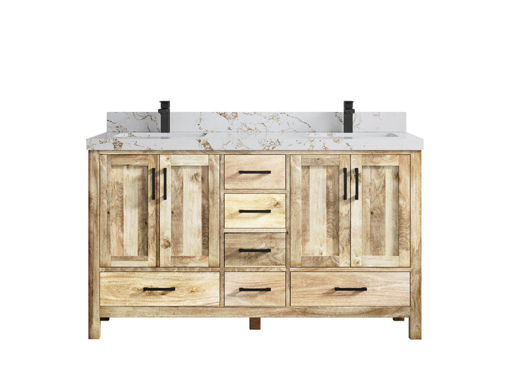 Malibu Mango Wood 60 in. W x 22 in. D Double Sink Bathroom Vanity - photo 45