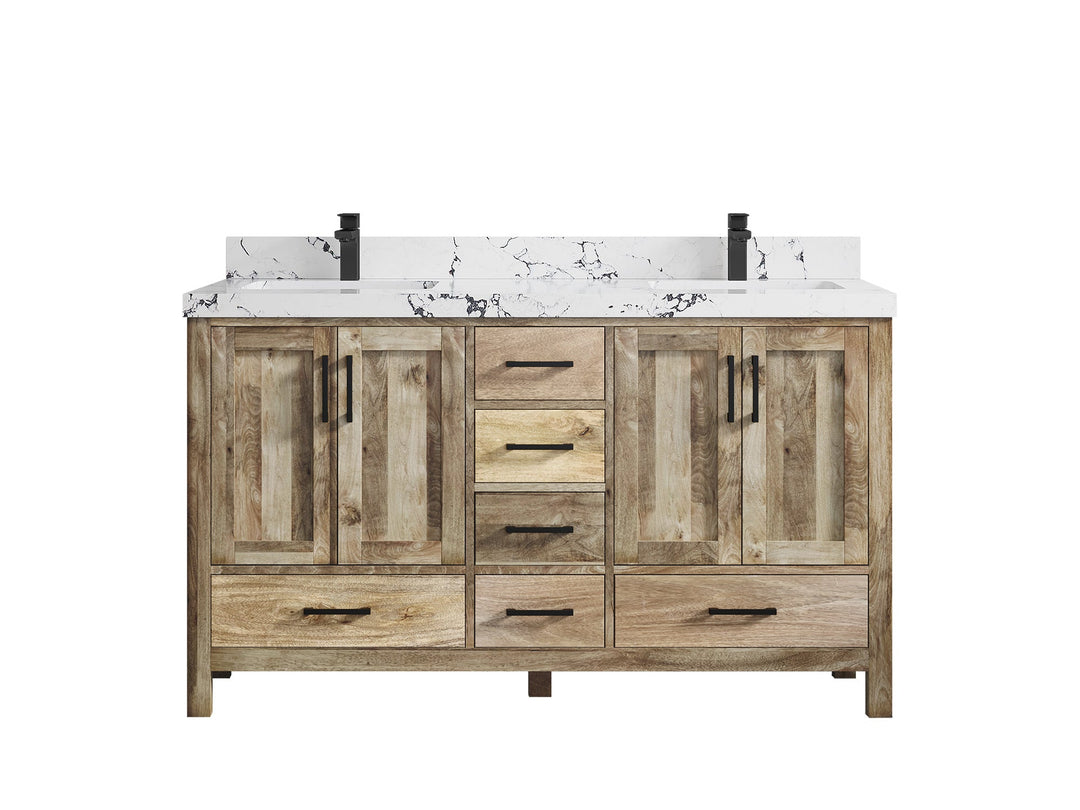 Malibu Mango Wood 60 in. W x 22 in. D Double Sink Bathroom Vanity - Willow Bath and Vanity