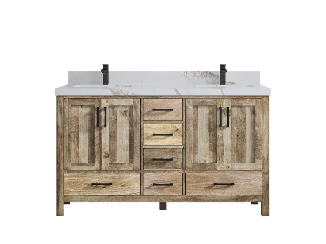 Malibu Mango Wood 60 in. W x 22 in. D Double Sink Bathroom Vanity - Willow Bath and Vanity