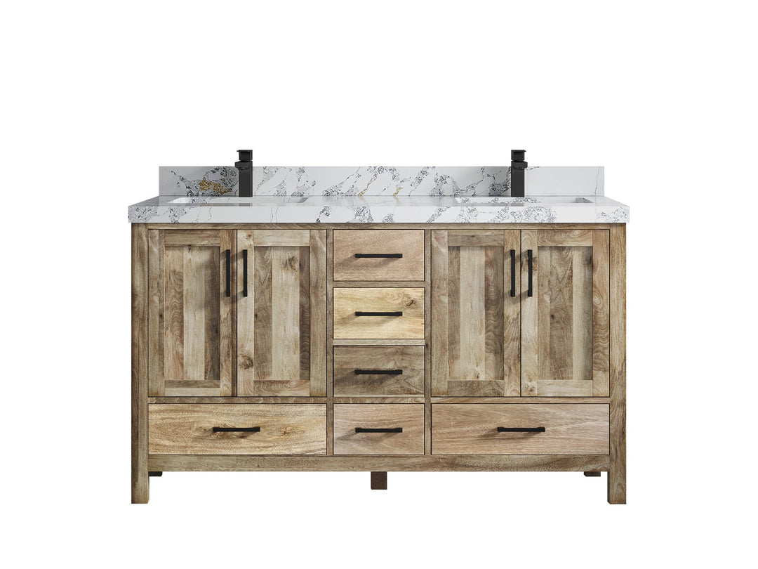 Malibu Mango Wood 60 in. W x 22 in. D Double Sink Bathroom Vanity - Willow Bath and Vanity