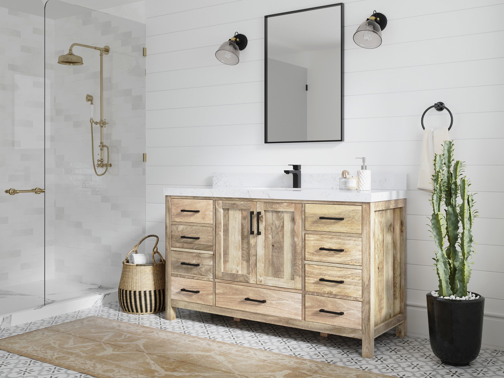 Malibu Mango Wood 60 in. W x 22 in. D Single Sink Bathroom Vanity - Willow Bath and Vanity