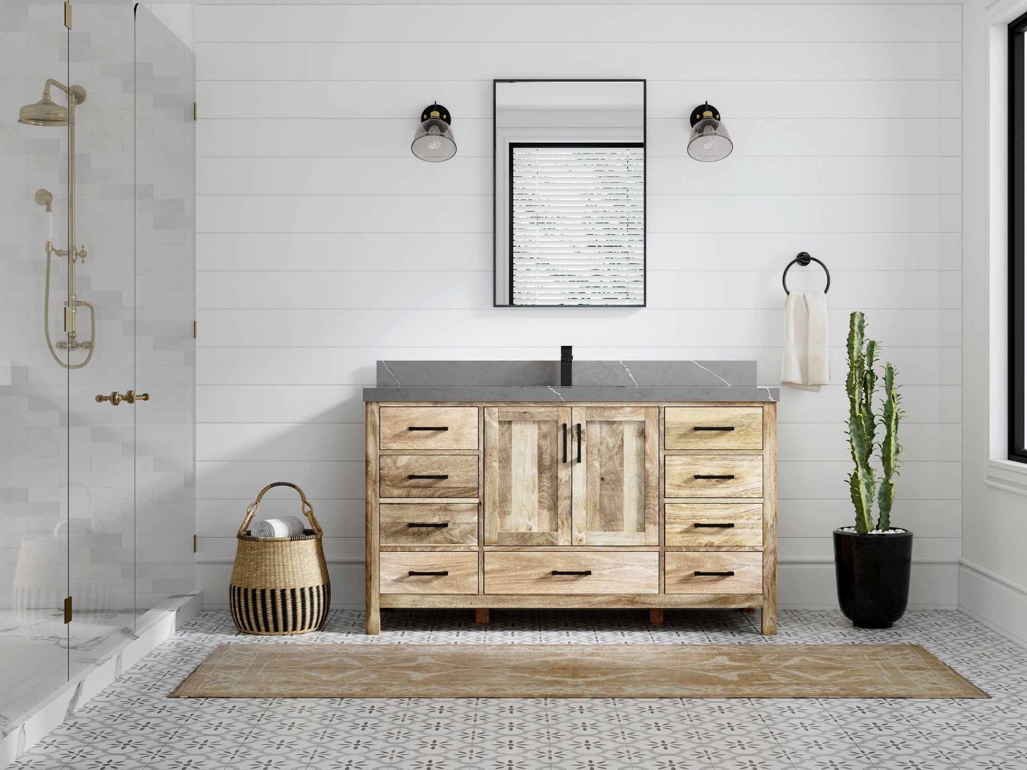 Malibu Mango Wood 60 in. W x 22 in. D Single Sink Bathroom Vanity - Willow Bath and Vanity