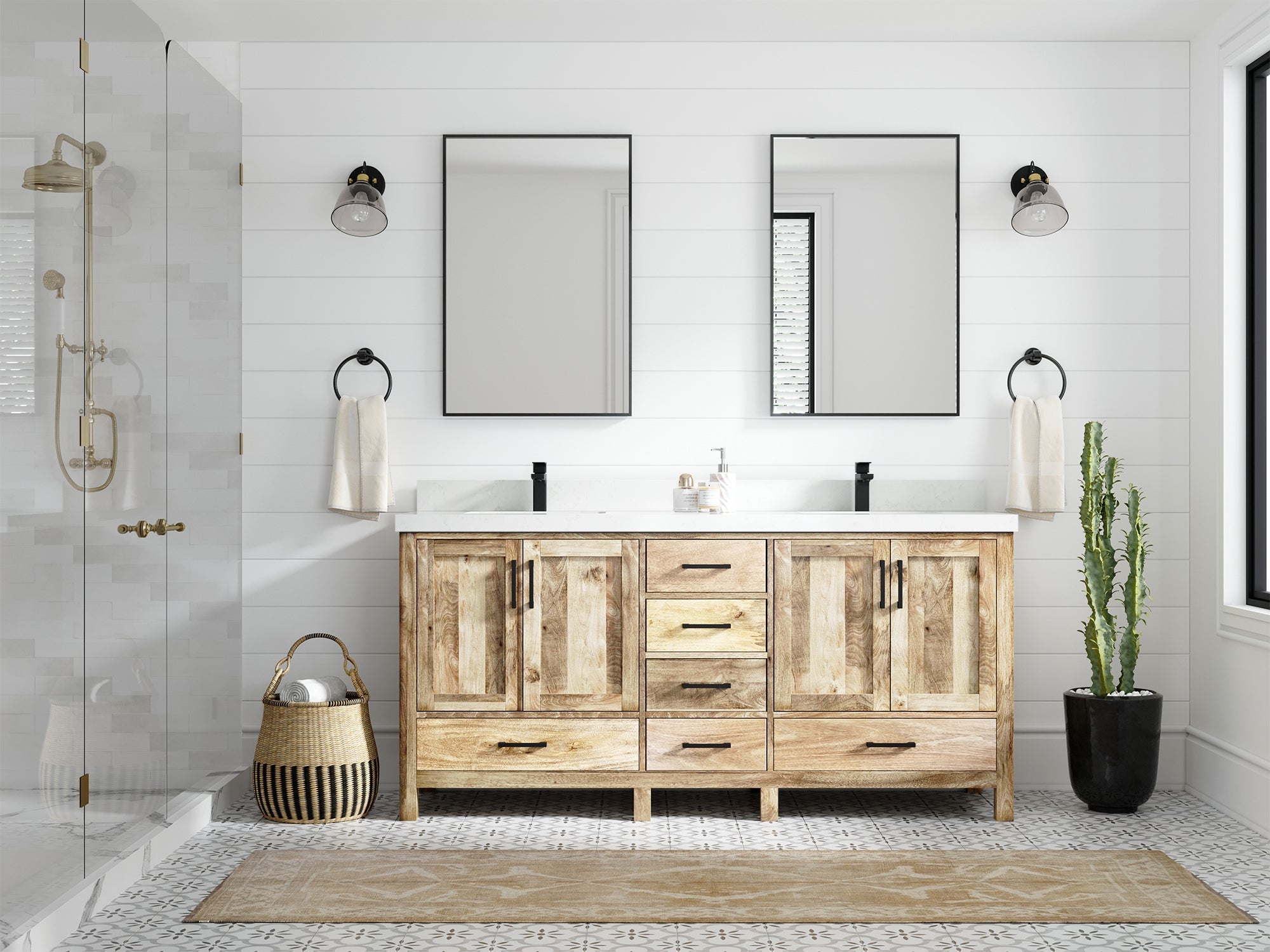 Malibu Mango Wood 72 in. W x 22 in. D Double Sink Bathroom Vanity - Willow Bath and Vanity