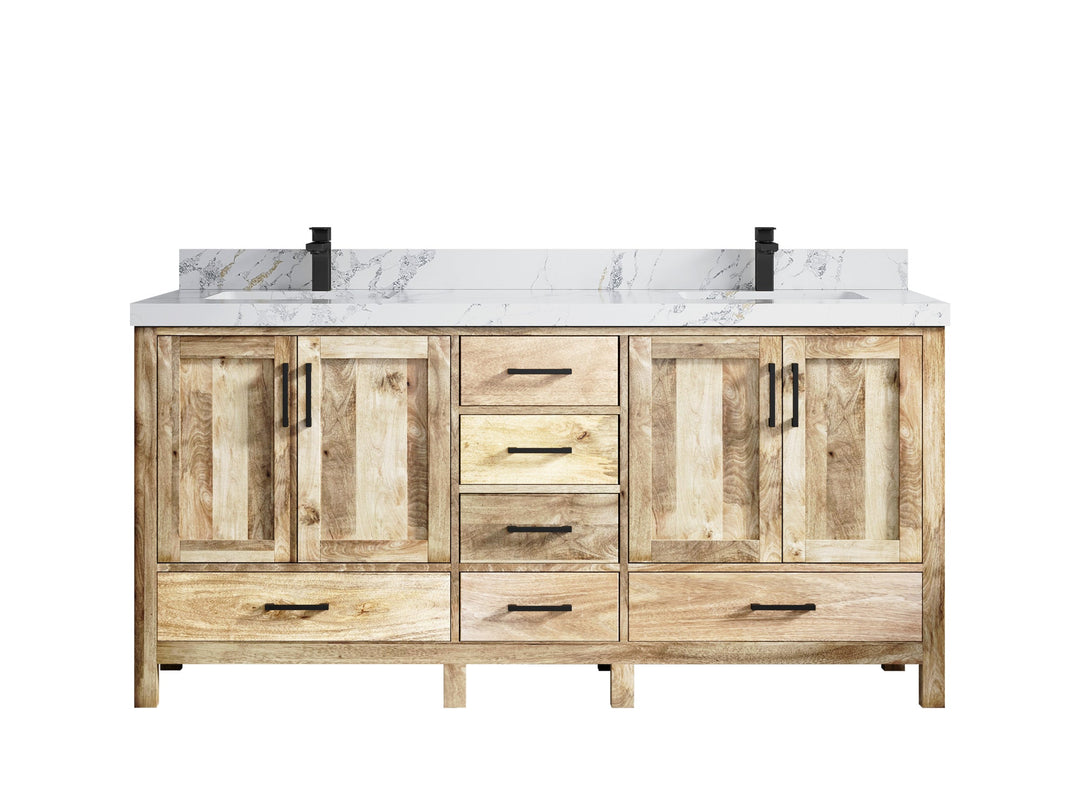 Malibu Mango Wood 72 in. W x 22 in. D Double Sink Bathroom Vanity - Willow Bath and Vanity