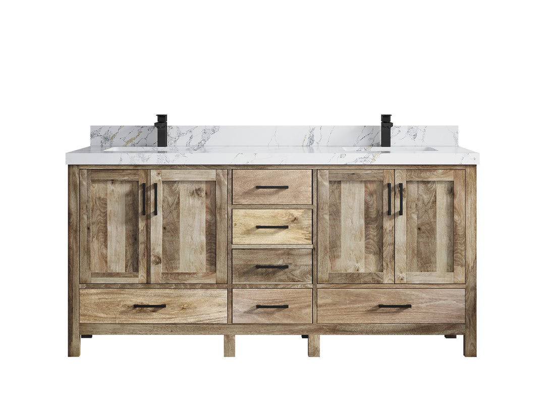 Malibu Mango Wood 72 in. W x 22 in. D Double Sink Bathroom Vanity - Willow Bath and Vanity