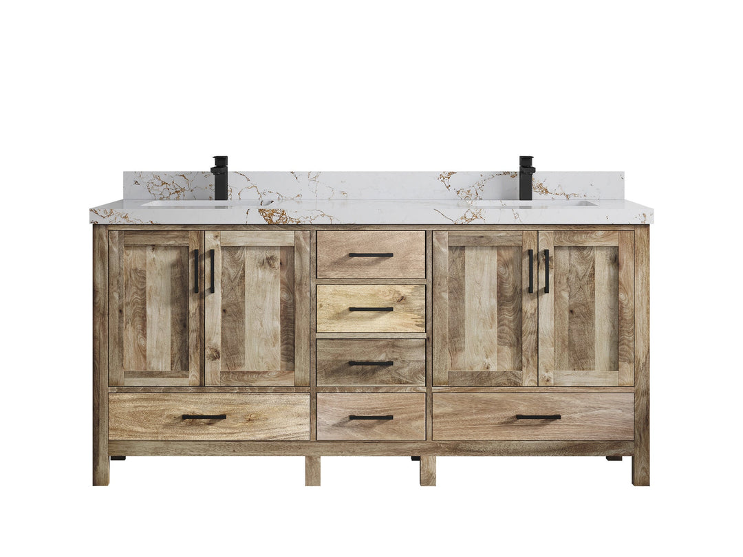 Malibu Mango Wood 72 in. W x 22 in. D Double Sink Bathroom Vanity - Willow Bath and Vanity