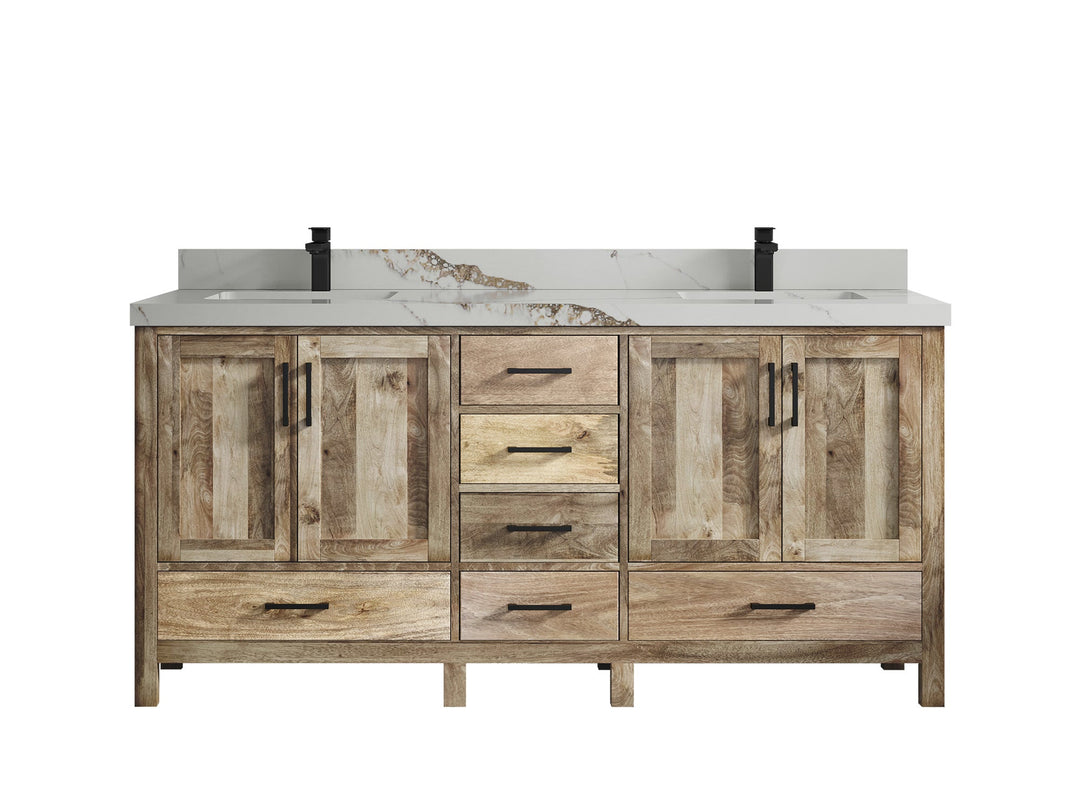 Malibu Mango Wood 72 in. W x 22 in. D Double Sink Bathroom Vanity - Willow Bath and Vanity