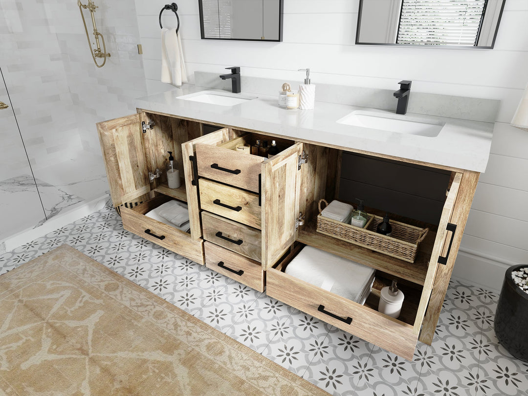 Malibu Mango Wood 72 in. W x 22 in. D Double Sink Bathroom Vanity - Willow Bath and Vanity