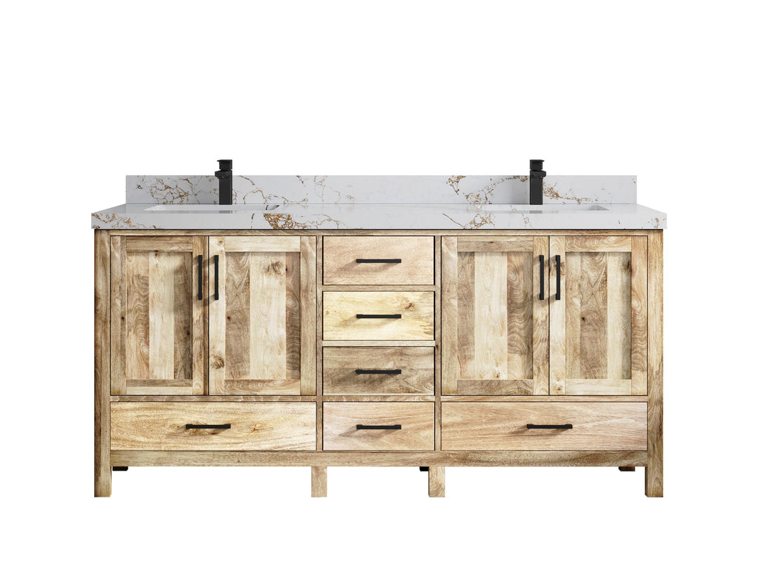 Malibu Mango Wood 72 in. W x 22 in. D Double Sink Bathroom Vanity - Willow Bath and Vanity