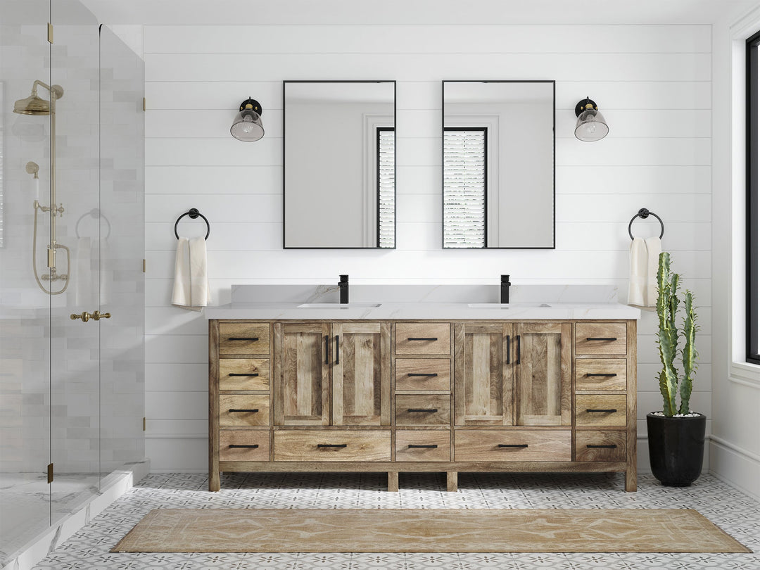 Malibu Mango Wood 84 in. W x 22 in. D Double Sink Bathroom Vanity - Willow Bath and Vanity