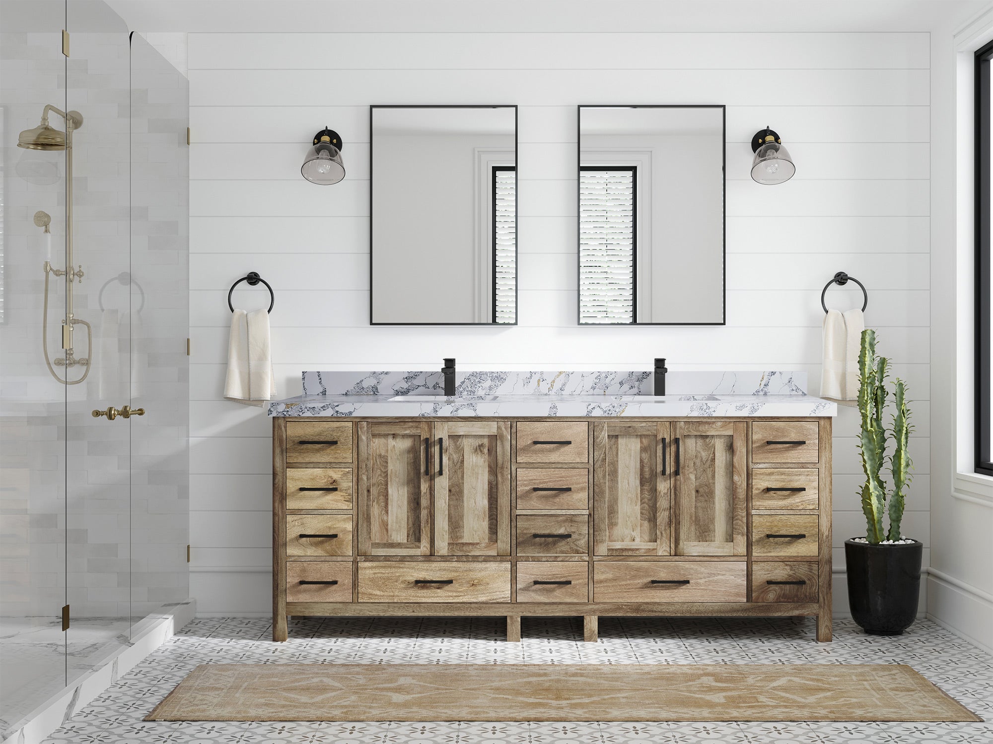 Malibu Mango Wood 84 in. W x 22 in. D Double Sink Bathroom Vanity - Willow Bath and Vanity
