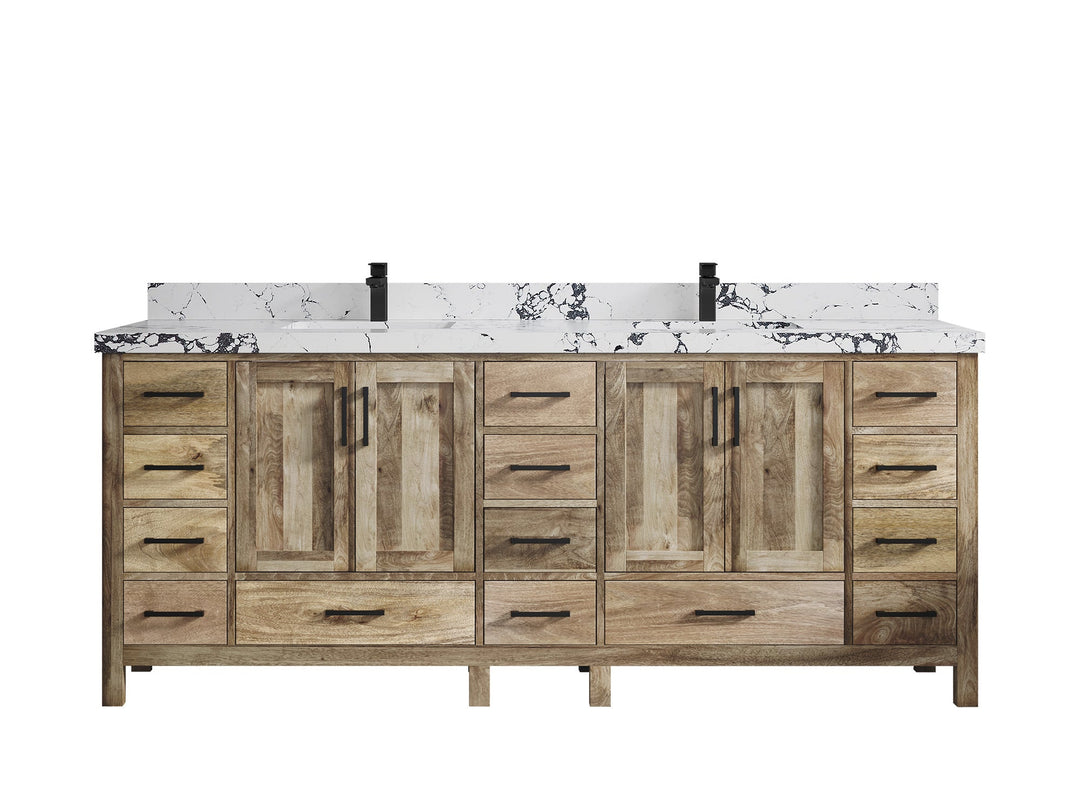Malibu Mango Wood 84 in. W x 22 in. D Double Sink Bathroom Vanity - Willow Bath and Vanity