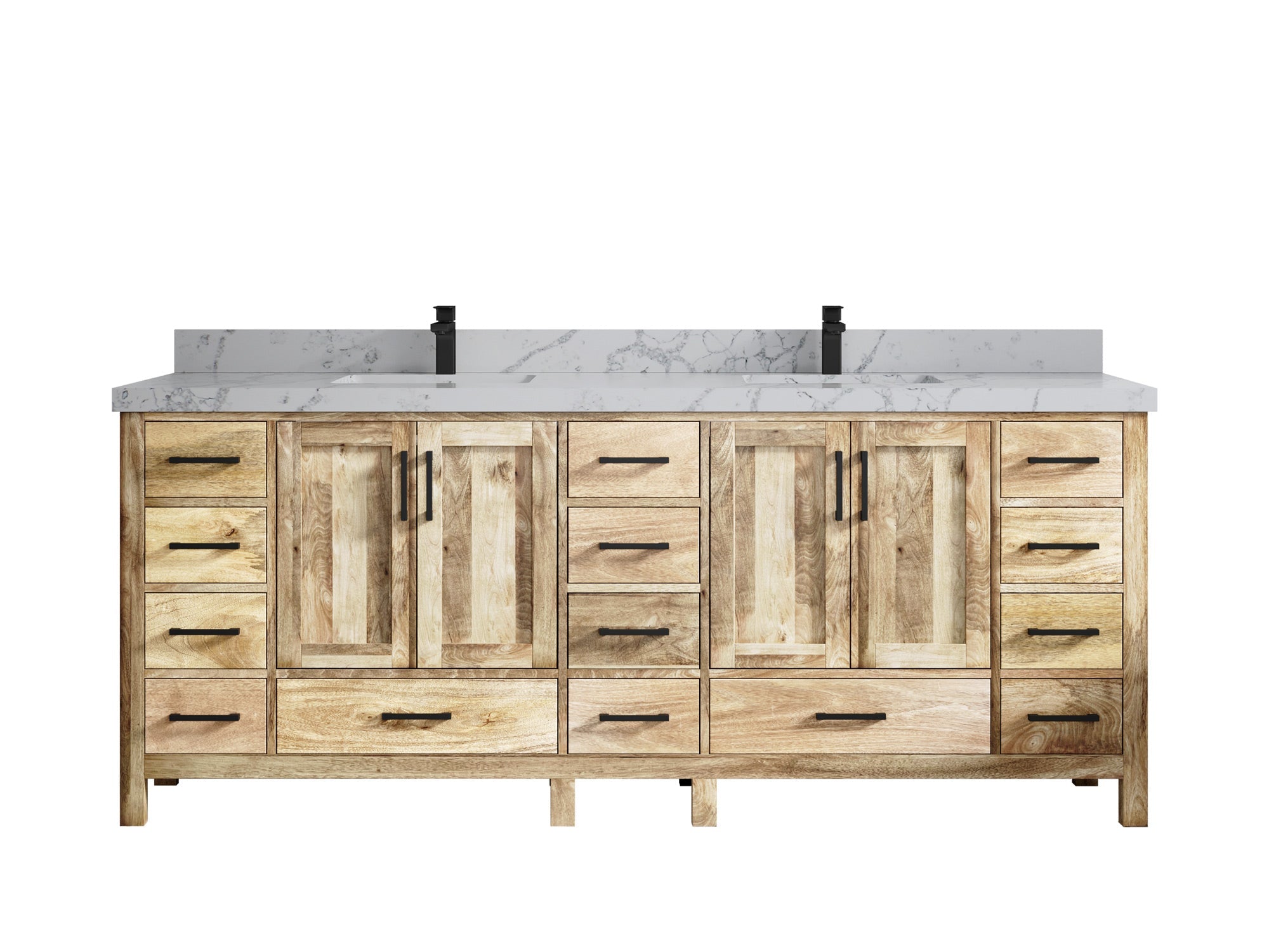 Malibu Mango Wood 84 in. W x 22 in. D Double Sink Bathroom Vanity - Willow Bath and Vanity