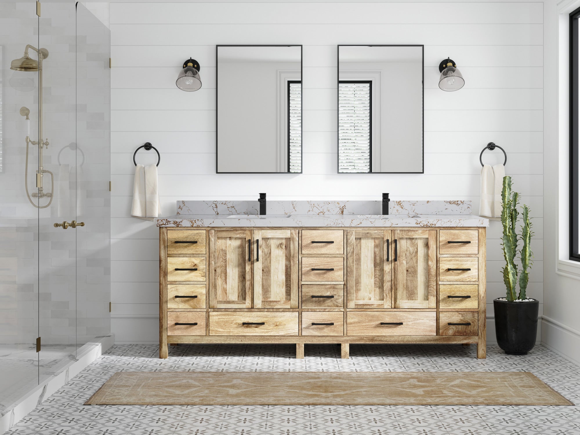 Malibu Mango Wood 84 in. W x 22 in. D Double Sink Bathroom Vanity - Willow Bath and Vanity