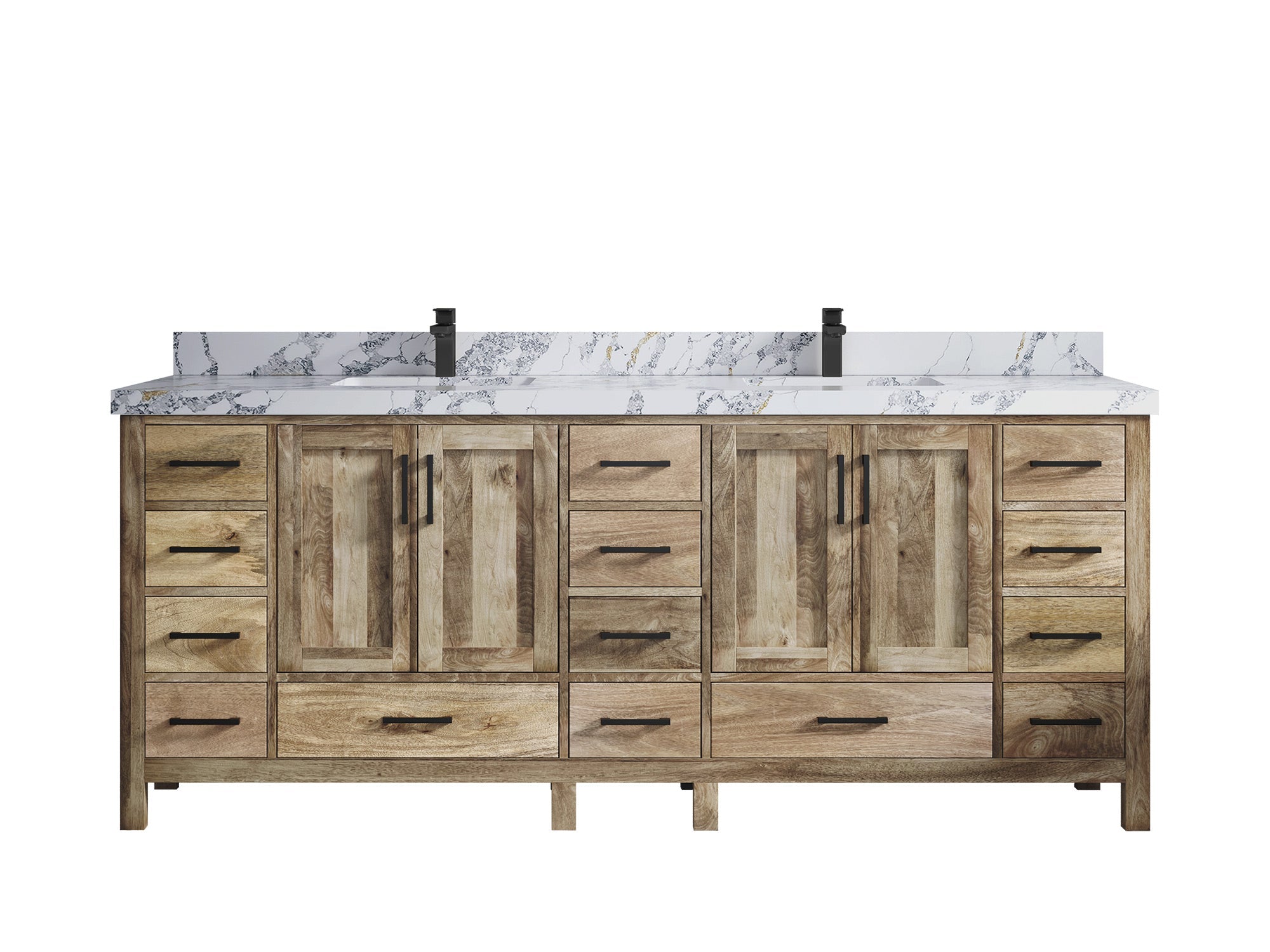 Malibu Mango Wood 84 in. W x 22 in. D Double Sink Bathroom Vanity - Willow Bath and Vanity