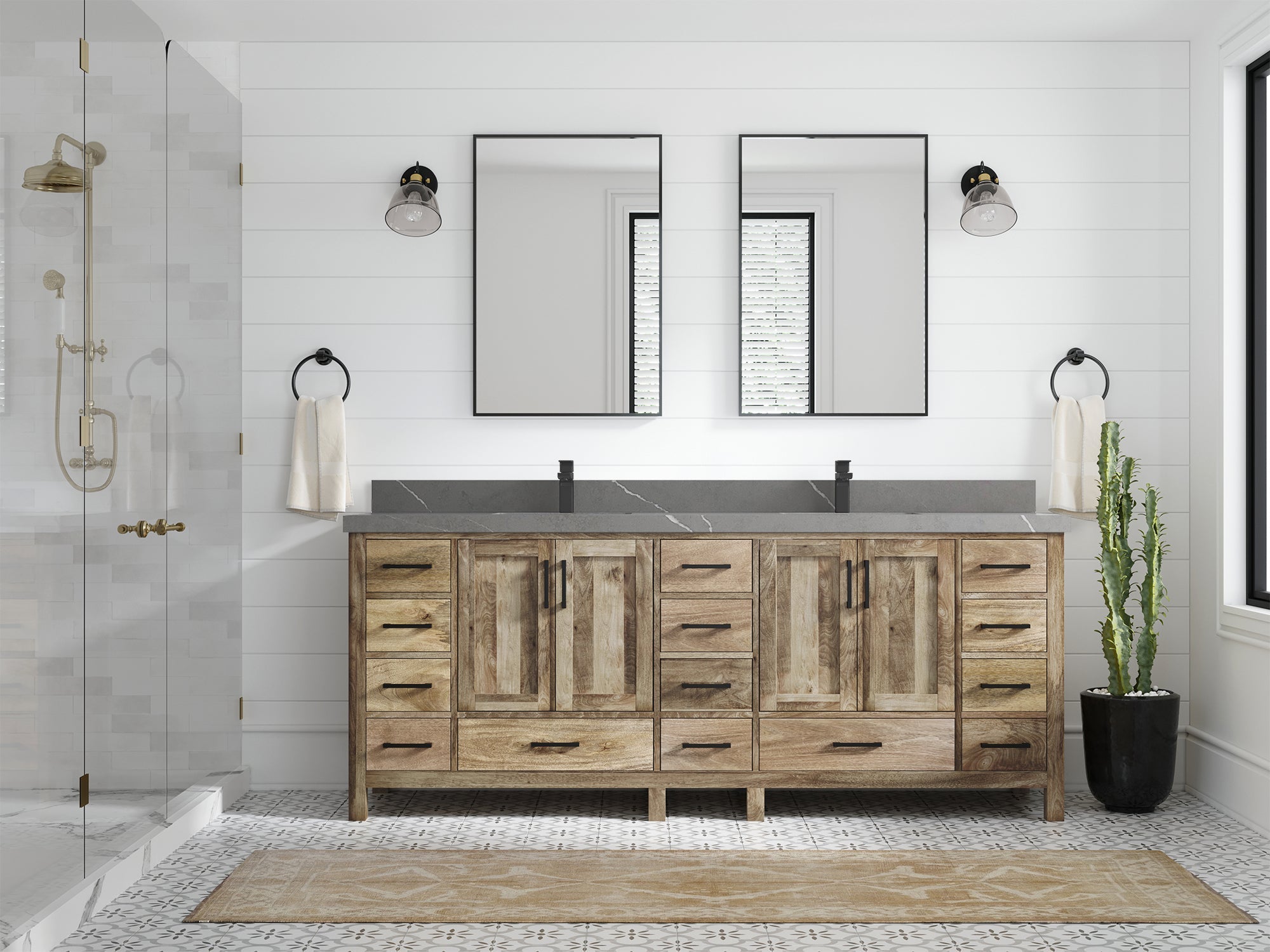 Malibu Mango Wood 84 in. W x 22 in. D Double Sink Bathroom Vanity - Willow Bath and Vanity