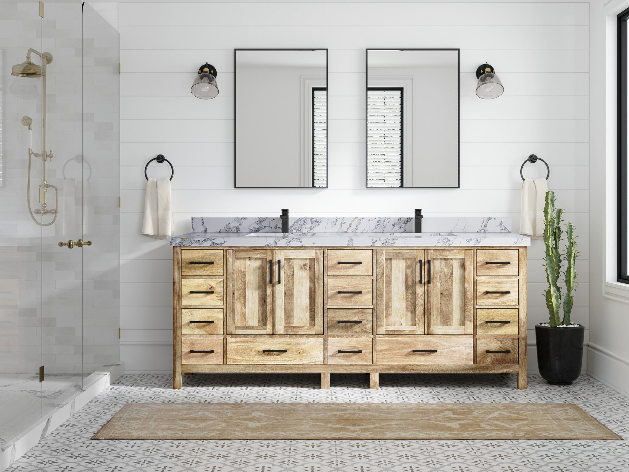 Malibu Mango Wood 84 in. W x 22 in. D Double Sink Bathroom Vanity - Willow Bath and Vanity