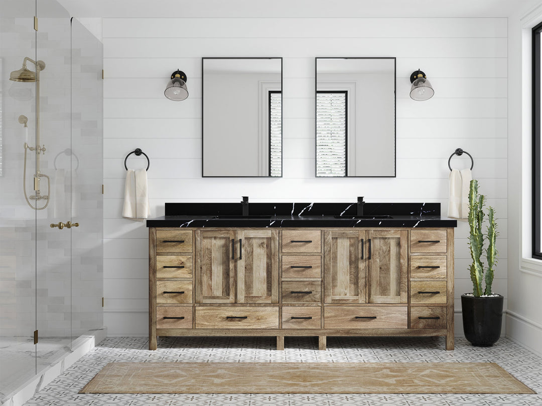 Malibu Mango Wood 84 in. W x 22 in. D Double Sink Bathroom Vanity - Willow Bath and Vanity