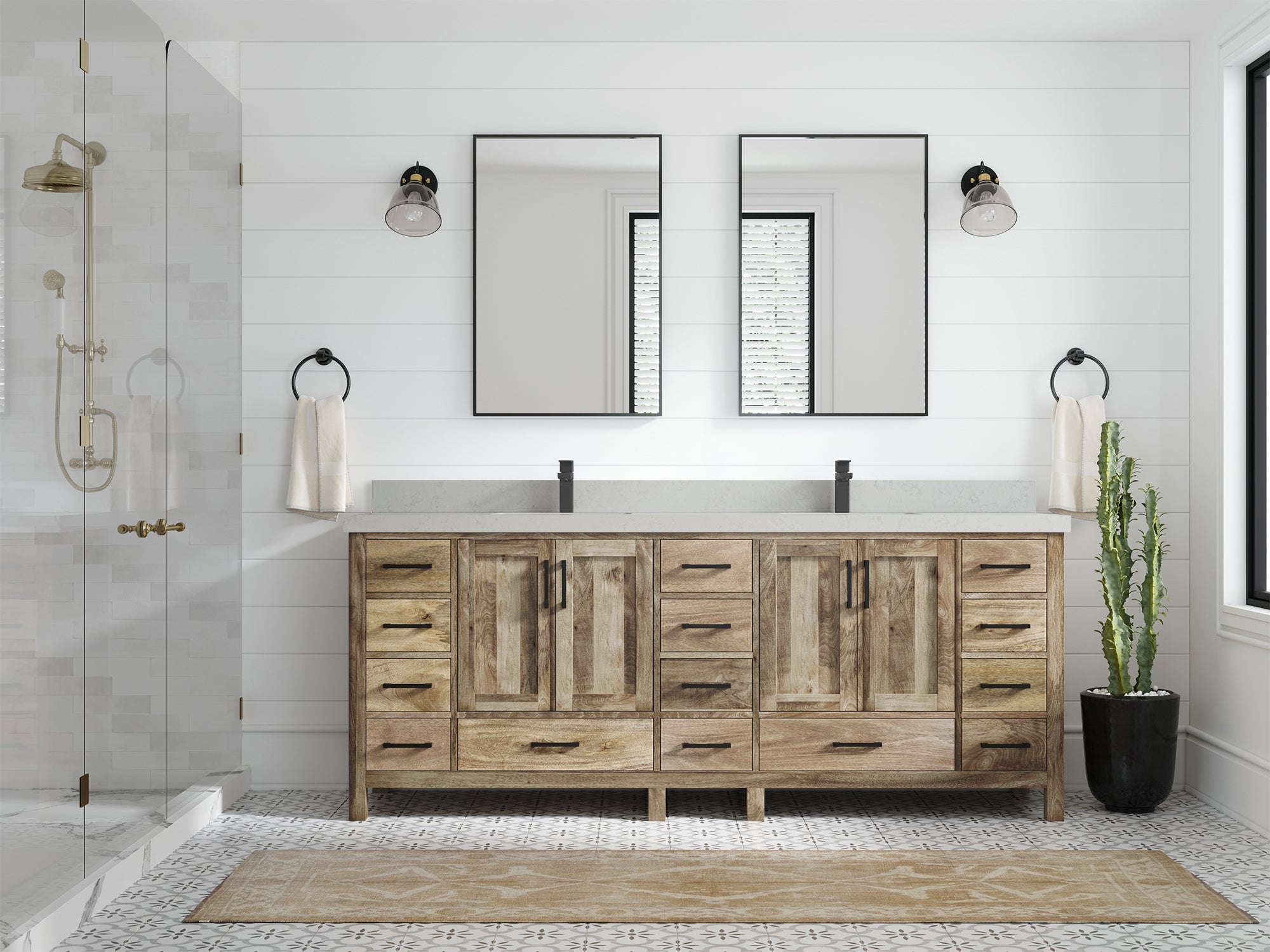Malibu Mango Wood 84 in. W x 22 in. D Double Sink Bathroom Vanity - Willow Bath and Vanity