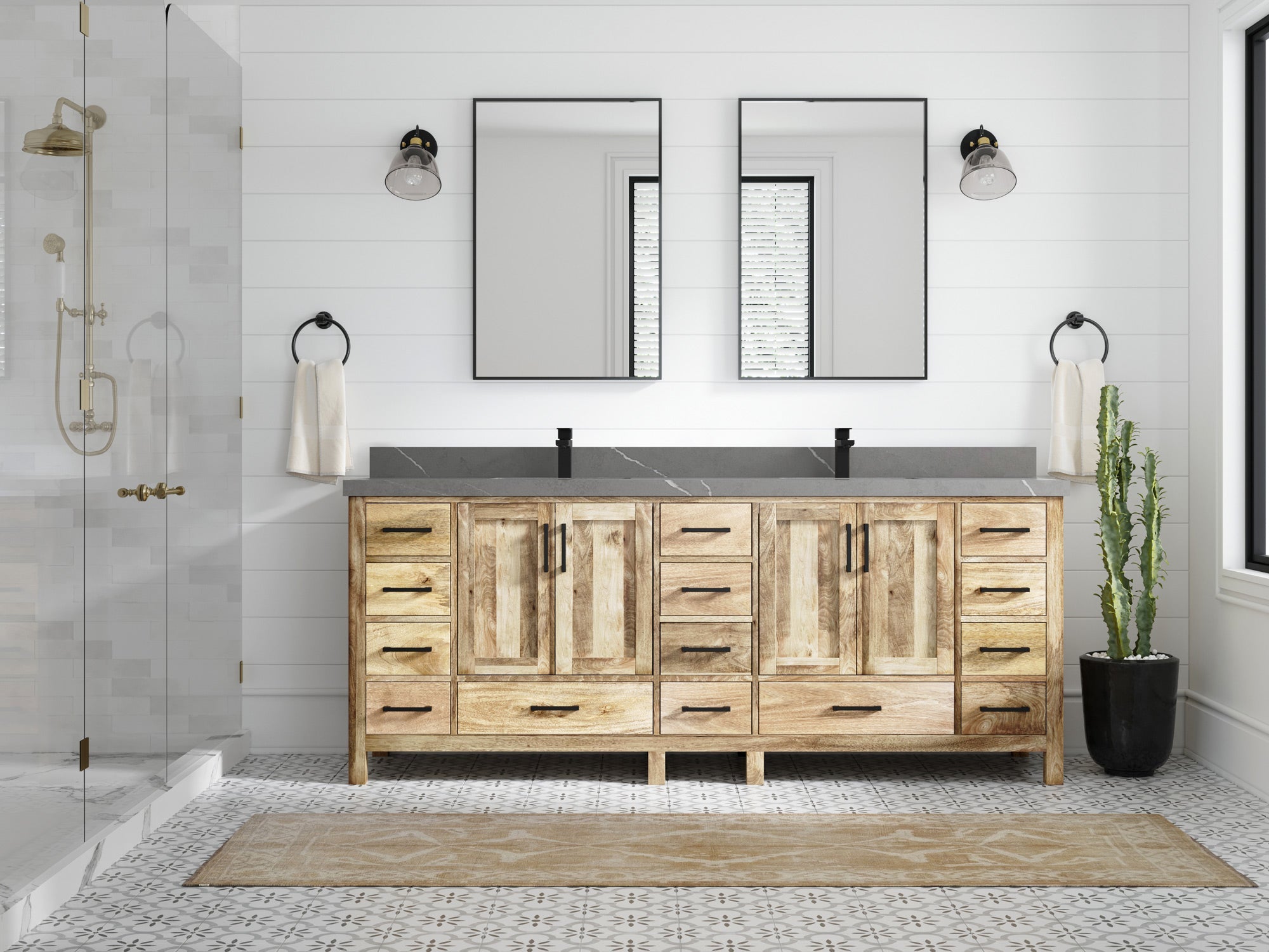 Malibu Mango Wood 84 in. W x 22 in. D Double Sink Bathroom Vanity - Willow Bath and Vanity